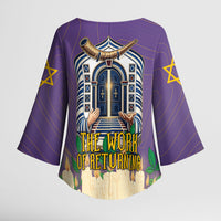Yom Kippur Kimono Sleeve Blouse Shofar Blowing Jewish High Holy Day Tallit Star Of David
