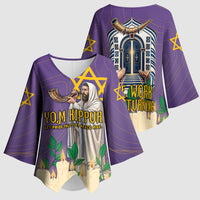 Yom Kippur Kimono Sleeve Blouse Shofar Blowing Jewish High Holy Day Tallit Star Of David