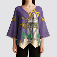 Yom Kippur Kimono Sleeve Blouse Shofar Blowing Jewish High Holy Day Tallit Star Of David