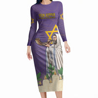 Yom Kippur Long Sleeve Bodycon Dress Shofar Blowing Jewish High Holy Day Tallit Star Of David