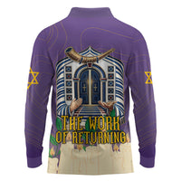 Yom Kippur Long Sleeve Polo Shirt Shofar Blowing Jewish High Holy Day Tallit Star Of David