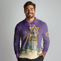 Yom Kippur Long Sleeve Polo Shirt Shofar Blowing Jewish High Holy Day Tallit Star Of David