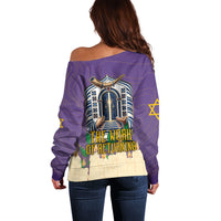 Yom Kippur Off Shoulder Sweater Shofar Blowing Jewish High Holy Day Tallit Star Of David