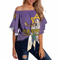 Yom Kippur Off Shoulder Wrap Waist Top Shofar Blowing Jewish High Holy Day Tallit Star Of David