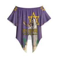 Yom Kippur Off Shoulder Wrap Waist Top Shofar Blowing Jewish High Holy Day Tallit Star Of David
