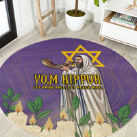 Yom Kippur Round Carpet Shofar Blowing Jewish High Holy Day Tallit Star Of David