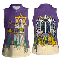 Yom Kippur Women Sleeveless Polo Shirt Shofar Blowing Jewish High Holy Day Tallit Star Of David