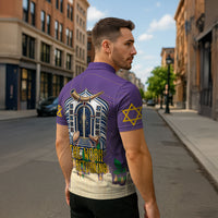 Yom Kippur Zipper Polo Shirt Shofar Blowing Jewish High Holy Day Tallit Star Of David