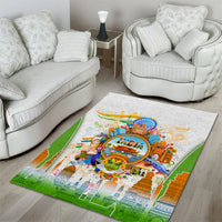 India Independence Day Area Rug Indian Landmark Peacock Mandala Cultural Heritage
