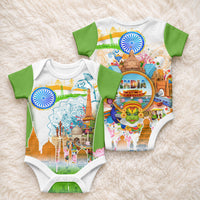 India Independence Day Baby Onesie Indian Landmark Peacock Mandala Cultural Heritage