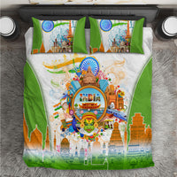 India Independence Day Bedding Set Indian Landmark Peacock Mandala Cultural Heritage