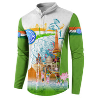 India Independence Day Button Sweatshirt Indian Landmark Peacock Mandala Cultural Heritage