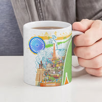 India Independence Day Ceramic Mug Indian Landmark Peacock Mandala Cultural Heritage