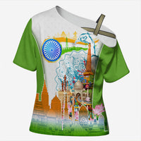 India Independence Day Cross Shoulder Shirt Indian Landmark Peacock Mandala Cultural Heritage