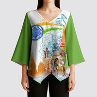 India Independence Day Kimono Sleeve Blouse Indian Landmark Peacock Mandala Cultural Heritage