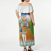 India Independence Day Off Shoulder Maxi Dress Indian Landmark Peacock Mandala Cultural Heritage