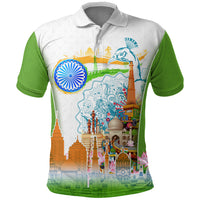 India Independence Day Polo Shirt Indian Landmark Peacock Mandala Cultural Heritage