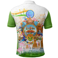 India Independence Day Polo Shirt Indian Landmark Peacock Mandala Cultural Heritage