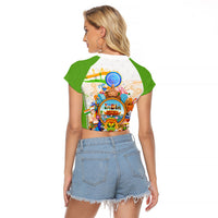 India Independence Day Raglan Cropped T Shirt Indian Landmark Peacock Mandala Cultural Heritage