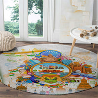 India Independence Day Round Carpet Indian Landmark Peacock Mandala Cultural Heritage
