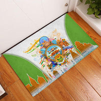 India Independence Day Rubber Doormat Indian Landmark Peacock Mandala Cultural Heritage