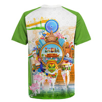 India Independence Day Rugby Jersey Indian Landmark Peacock Mandala Cultural Heritage