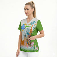 India Independence Day Scrub Top Indian Landmark Peacock Mandala Cultural Heritage