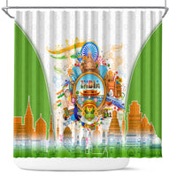 India Independence Day Shower Curtain Indian Landmark Peacock Mandala Cultural Heritage