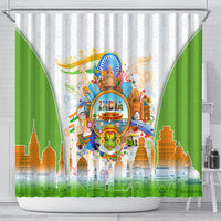 India Independence Day Shower Curtain Indian Landmark Peacock Mandala Cultural Heritage