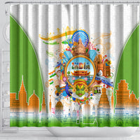 India Independence Day Shower Curtain Indian Landmark Peacock Mandala Cultural Heritage