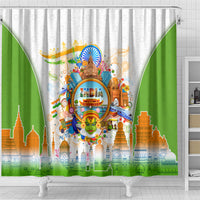 India Independence Day Shower Curtain Indian Landmark Peacock Mandala Cultural Heritage