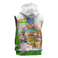 India Independence Day Sleeveless Hoodie Indian Landmark Peacock Mandala Cultural Heritage