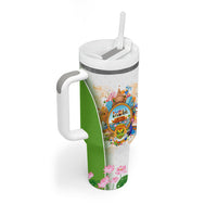 India Independence Day Tumbler With Handle Indian Landmark Peacock Mandala Cultural Heritage