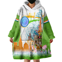 India Independence Day Wearable Blanket Hoodie Indian Landmark Peacock Mandala Cultural Heritage