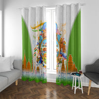India Independence Day Window Curtain Indian Landmark Peacock Mandala Cultural Heritage