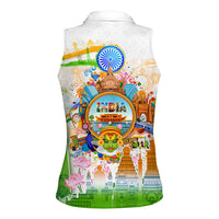 India Independence Day Women Sleeveless Polo Shirt Indian Landmark Peacock Mandala Cultural Heritage