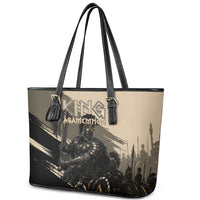 Agamemnon King Of Mycenae Leather Tote Bag Ancient Greek Warrior Armor Classic Mythology