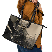 Agamemnon King Of Mycenae Leather Tote Bag Ancient Greek Warrior Armor Classic Mythology