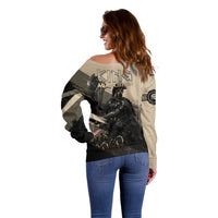Agamemnon King Of Mycenae Off Shoulder Sweater Ancient Greek Warrior Armor Classic Mythology