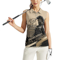 Agamemnon King Of Mycenae Women Sleeveless Polo Shirt Ancient Greek Warrior Armor Classic Mythology