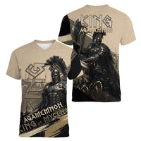 Agamemnon King Of Mycenae Women V-Neck T-Shirt Ancient Greek Warrior Armor Classic Mythology