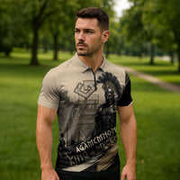 Agamemnon King Of Mycenae Zipper Polo Shirt Ancient Greek Warrior Armor Classic Mythology
