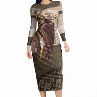 King Of Mycenae Agamemnon Long Sleeve Bodycon Dress Ancient Greek Mythology Classic Warrior Painting