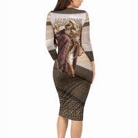 King Of Mycenae Agamemnon Long Sleeve Bodycon Dress Ancient Greek Mythology Classic Warrior Painting