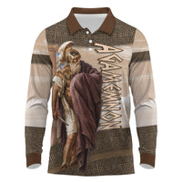 King Of Mycenae Agamemnon Long Sleeve Polo Shirt Ancient Greek Mythology Classic Warrior Painting