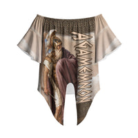 King Of Mycenae Agamemnon Off Shoulder Wrap Waist Top Ancient Greek Mythology Classic Warrior Painting