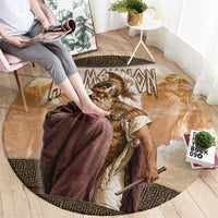 King Of Mycenae Agamemnon Round Carpet Ancient Greek Mythology Classic Warrior Painting