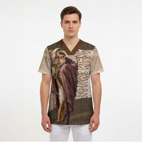 King Of Mycenae Agamemnon Scrub Top Ancient Greek Mythology Classic Warrior Painting