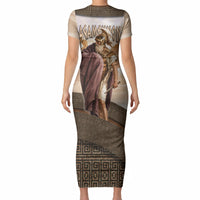 King Of Mycenae Agamemnon Short Sleeve Bodycon Dress Ancient Greek Mythology Classic Warrior Painting