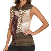King Of Mycenae Agamemnon Women Sleeveless Polo Shirt Ancient Greek Mythology Classic Warrior Painting